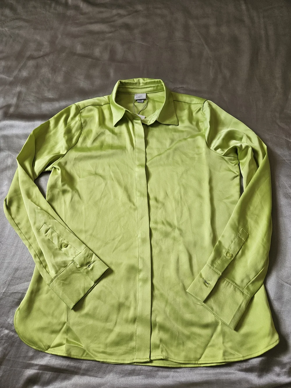 a new day Lime Green Button-Up Blouse Size XS